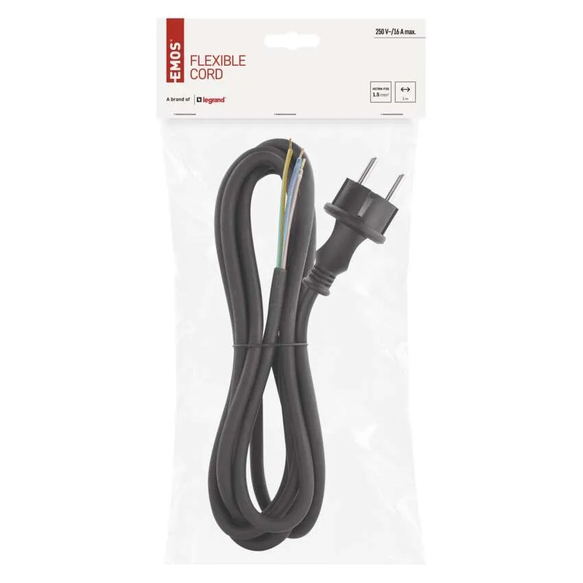 Cablu de alimentare EMOS S03230N 3m negru H07RN-F 3x1.5mm2 flexibil cu izolație din cauciuc/neopren [2]