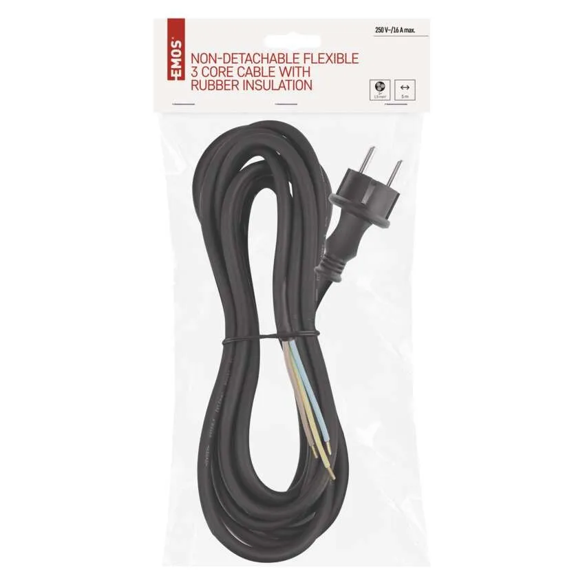 Cablu de alimentare EMOS S03250 3x1.5mm2 5m negru, flexibil, izolație cauciuc [2]