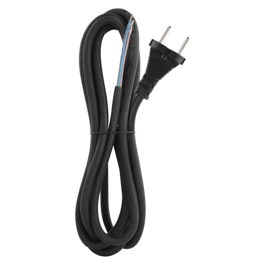 Conectica - Cablu de alimentare EMOS S03330, nedetașabil, flexibil, izolație cauciuc, 2x1.5mm², lungime 3m, culoare negru.