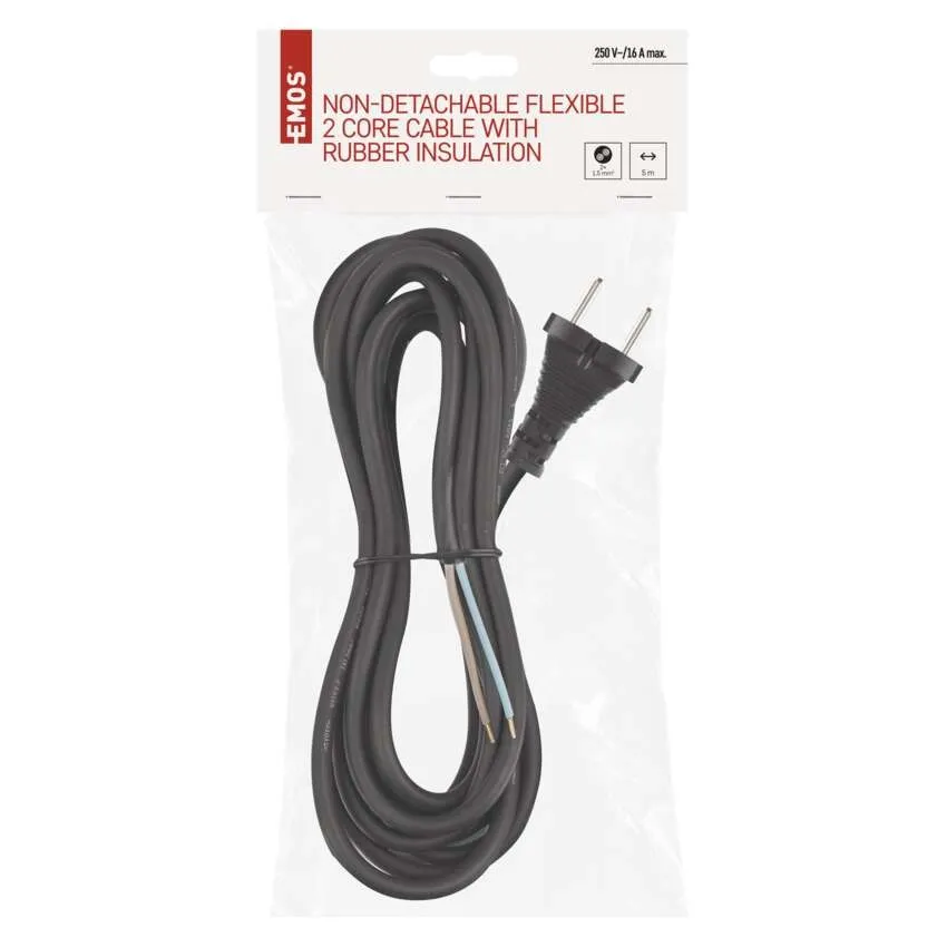 Cablu de alimentare EMOS S03350 2x1.5mm² 5m negru flexibil cu izolație din cauciuc [2]