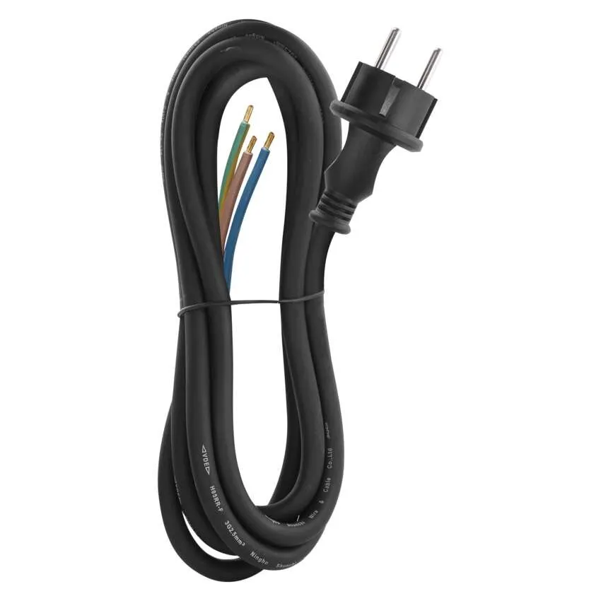Conectica - Cablu de alimentare EMOS S03430 3x2.5mm2 3m negru flexibil cu izolație din cauciuc