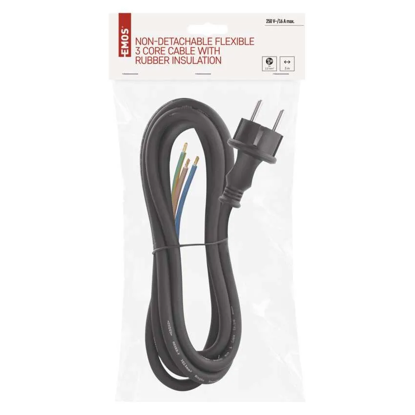 Cablu de alimentare EMOS S03430 3x2.5mm2 3m negru flexibil cu izolație din cauciuc [2]