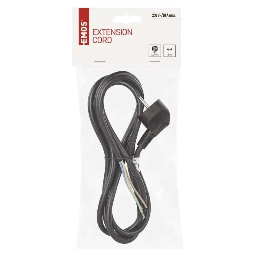 Cablu de alimentare EMOS S18312 flexibil 3x1mm2 2m negru, izolație PVC, pentru diverse aplicații electrice. [2]