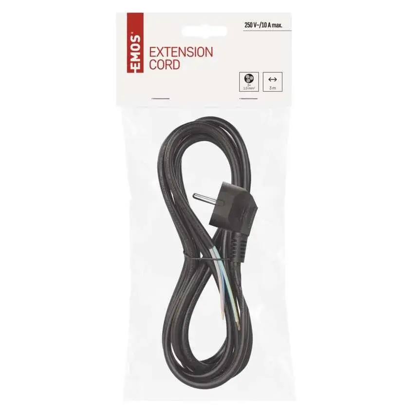 Cablu de alimentare EMOS S18313 3x1mm2 3m negru, flexibil, izolație PVC, pentru diverse aplicații electrice. [2]