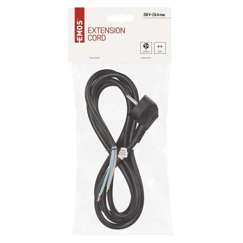 Cablu de alimentare EMOS S18322 flexibil 3x1.5mm2 2m negru, izolație PVC, pentru diverse aplicații electrice. [2]
