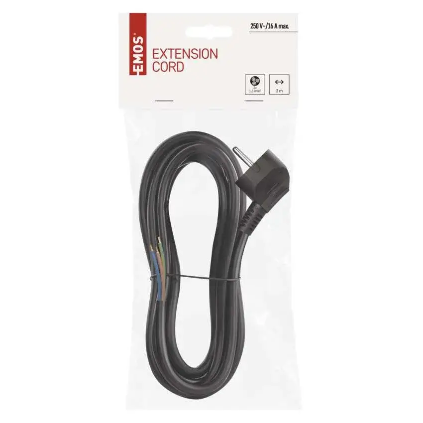 Cablu de alimentare EMOS S18323 flexibil 3x1.5mm2 3m negru, izolație PVC, pentru diverse aplicații electrice. [2]