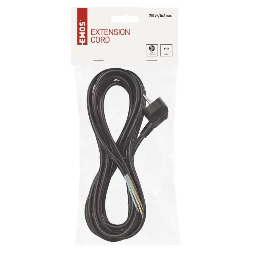 Cablu de alimentare EMOS S18325 flexibil 3×1.5mm² 5m negru, izolație PVC, pentru diverse aplicații electrice. [2]