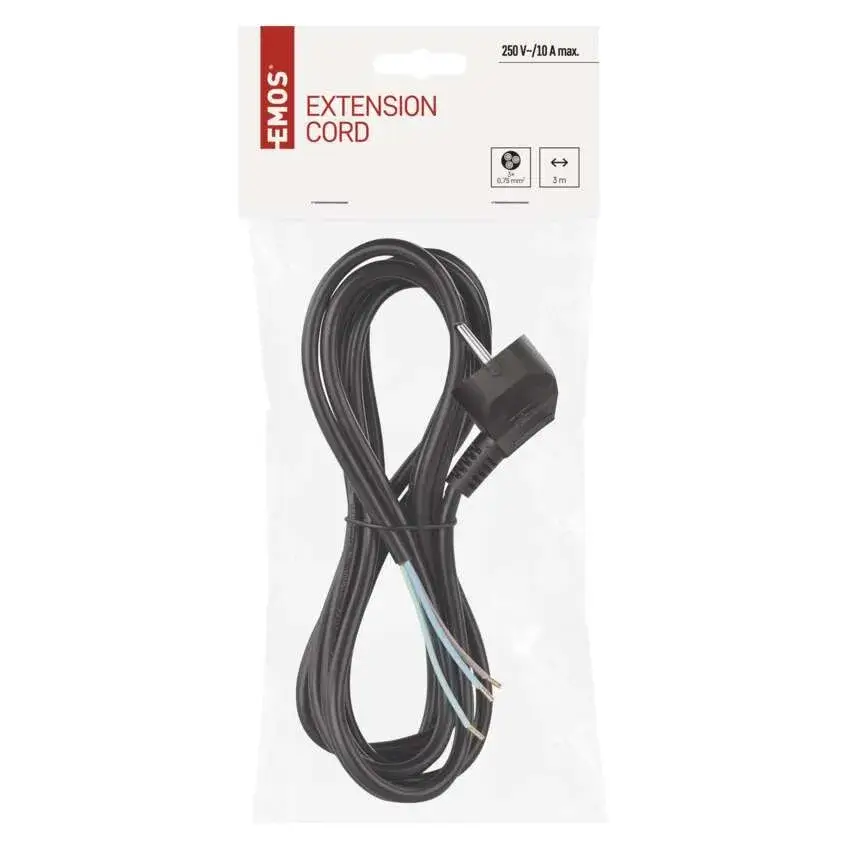 Cablu de alimentare EMOS S18373 flexibil, izolație PVC, 3 m, 0.75mm², culoare neagră [2]