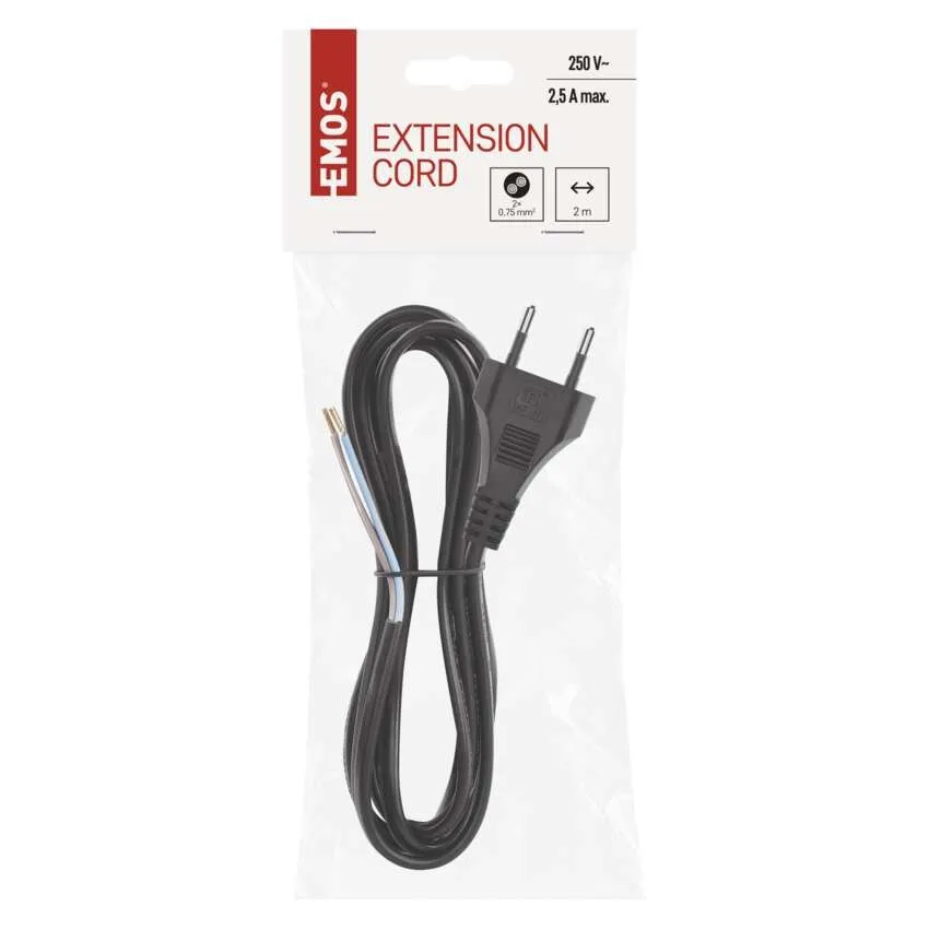 Cablu de alimentare EMOS S19272, flexibil, izolație PVC, 2 m, 0.75mm², culoare neagră [2]