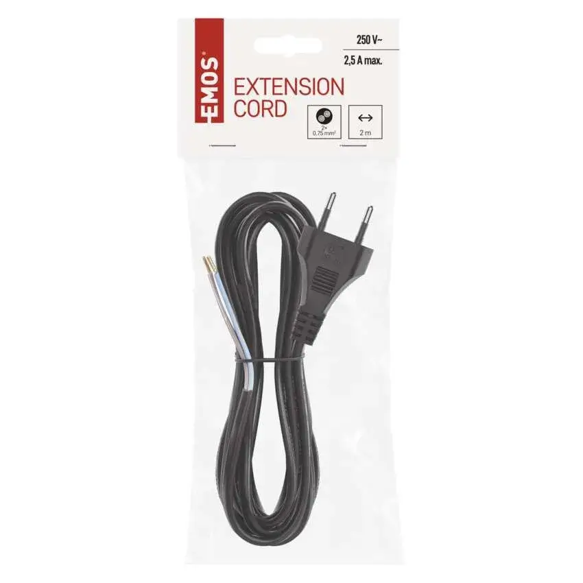 Cablu de alimentare EMOS S19273 flexibil, izolație PVC, 2 x 0.75mm², lungime 3m, culoare neagră [2]