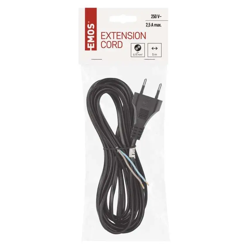 Cablu de alimentare EMOS S19275 flexibil, 5m, 2x0.75mm², izolație PVC, culoare neagră [2]