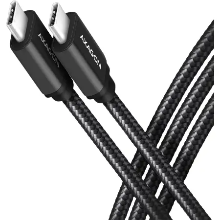 Cabluri telefon-tableta - Cablu USB-C la USB-C 1.5m, PD 240W, Transfer Rapid, Conector Aluminiu, Axagon BUCM2-CM15AB