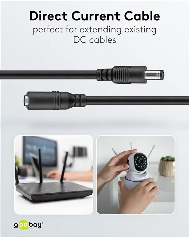 Cablu de extensie DC 5.5x2.1 mama-tata 2x0.5mm 1.5m 5A 140W negru Goobay 76635 – IoElectronice.ro [4]