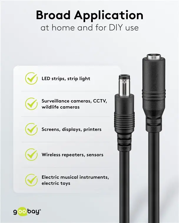 Cablu de extensie DC mama-tata 5.5x2.5mm 5m negru Goobay 76673 – IoElectronice.ro [6]