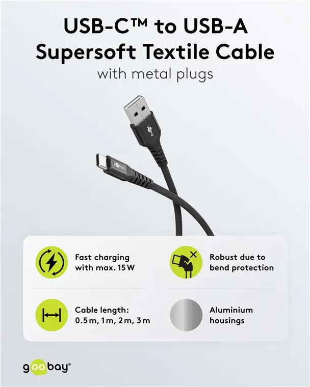 Cablu USB-C 3.1 - USB-A 3.0 3m Goobay 74528 Supersoft [4]