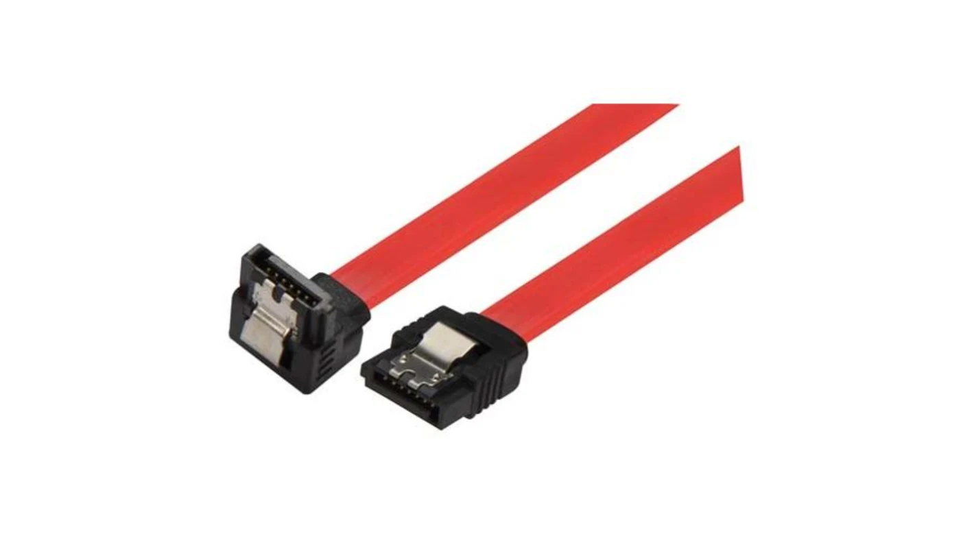 Cabluri PC - Cablu HDD 90° SATA L la SATA L 0.5m + Clips 5GBit/s Roșu – IoElectronice.ro