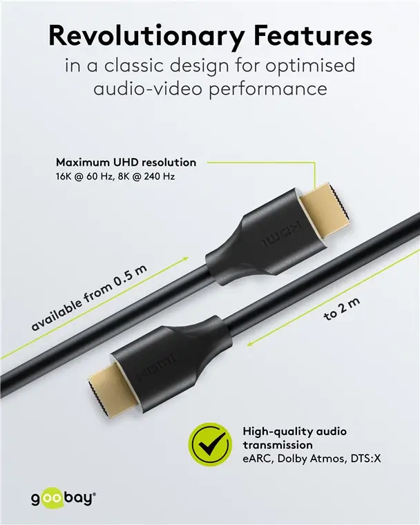 Cablu HDMI v2.2 0.5m UltraHD eARC 16K/60Hz 96Gbit/s 8K/60Hz 4K240Hz Goobay 80073 [3]
