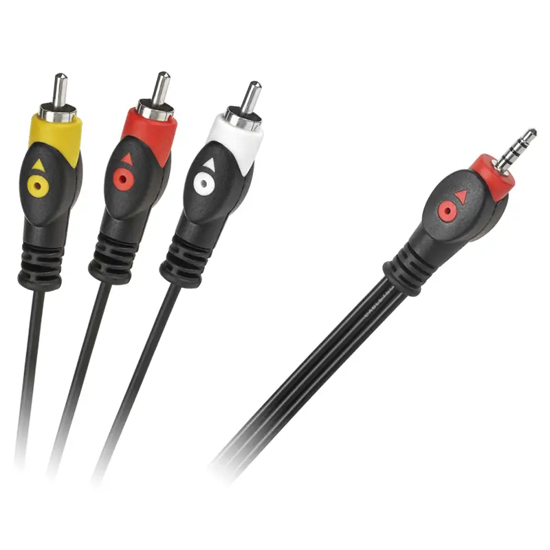 Conectica - Cablu Jack 3.5 mm 4 canale A/V la 3x RCA 3m OEM, conectori RCA și Jack 3.5 mm, 4 pini, lungime 3 metri