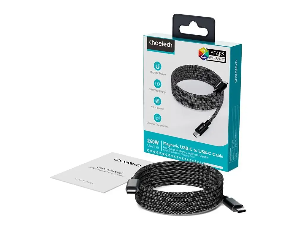 Cablu magnetic date / încărcare USB-C - USB-C Choetech XCC-1054-BK 1.2m PD 100W – IoElectronice.ro [10]