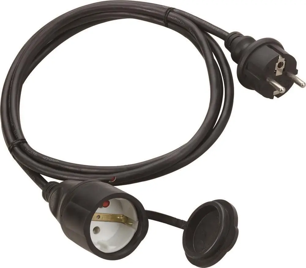 Prelungitoare electrice - Cablu prelungitor 10m 3500W 16A 3x1.5mm priza SCHUKO cu capac negru IP44 Technik MTI10M1,5M-BK – IoElectronice.ro