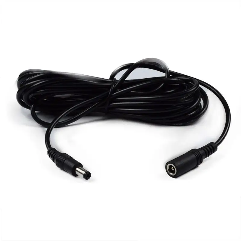 Cabluri - Cablu prelungitor 2x0.5mm² DC 5.5/2.1 mufa - DC 5.5/2.1 soclu 5m 3A drept negru POS POSDC-Y-PS21-5.0 – IoElectronice.ro