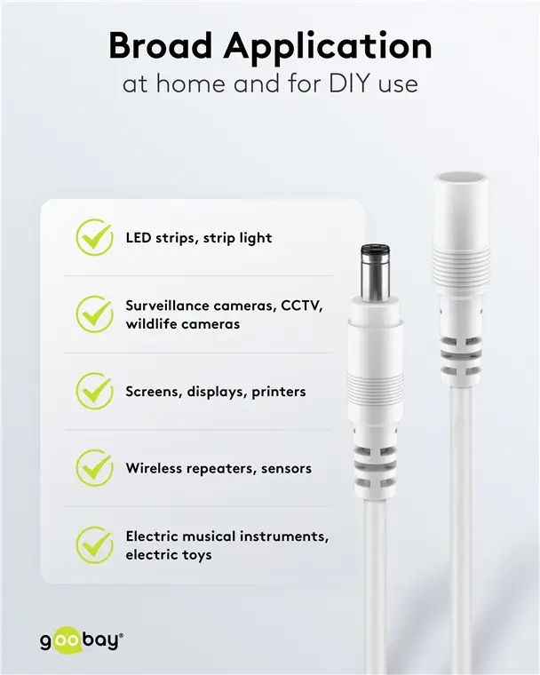 Cablu prelungitor DC 5.5/2.1 mufa - DC 5.5/2.1 soclu 5m 5A 2x0.5mm² cupru drept alb Goobay 76676 – IoElectronice.ro [6]