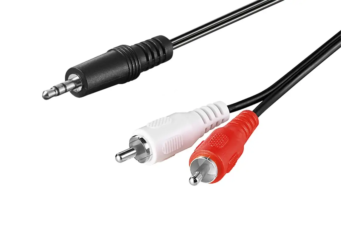 Conectica - Cablu RCA 2 x RCA tata Jack 3.5mm 0.5m negru Goobay 51701