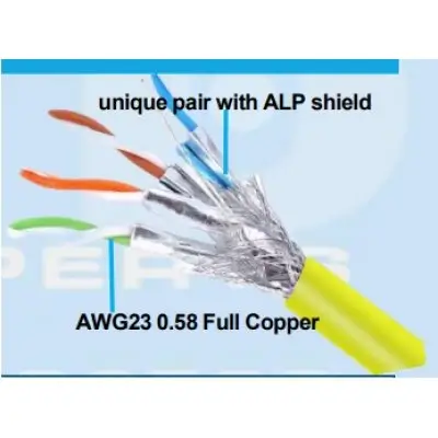 Cabluri retea RJ45 - Cablu Ted Wire Expert SFTP Cat7 cupru integral 0.58 23AWG LSZH FlukePass galben 10m TED006387-10 – IoElectronice.ro