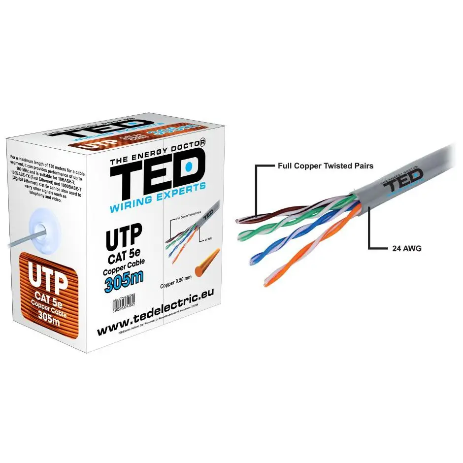 Cablu TED Wire Expert UTP Cat5e cupru integral 100m TED002495-100 – IoElectronice.ro [3]