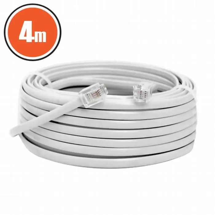 Cabluri telefon - Cablu telefon RJ11 4m Fișă modulară 6P4C - fișă modulară 6P4C alb 20301 – IoElectronice.ro