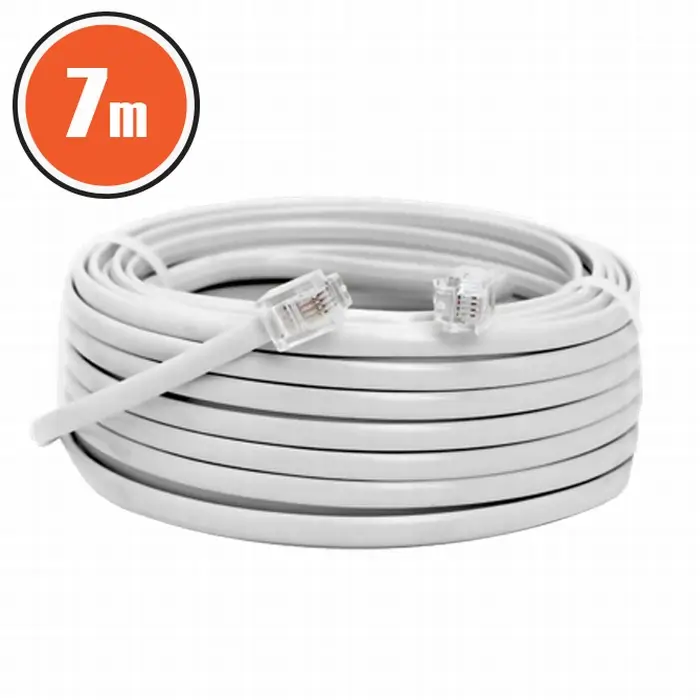Cabluri telefon - Cablu telefon RJ11 7m Fișă modulară 6P4C - fișă modulară 6P4C alb 20302 – IoElectronice.ro