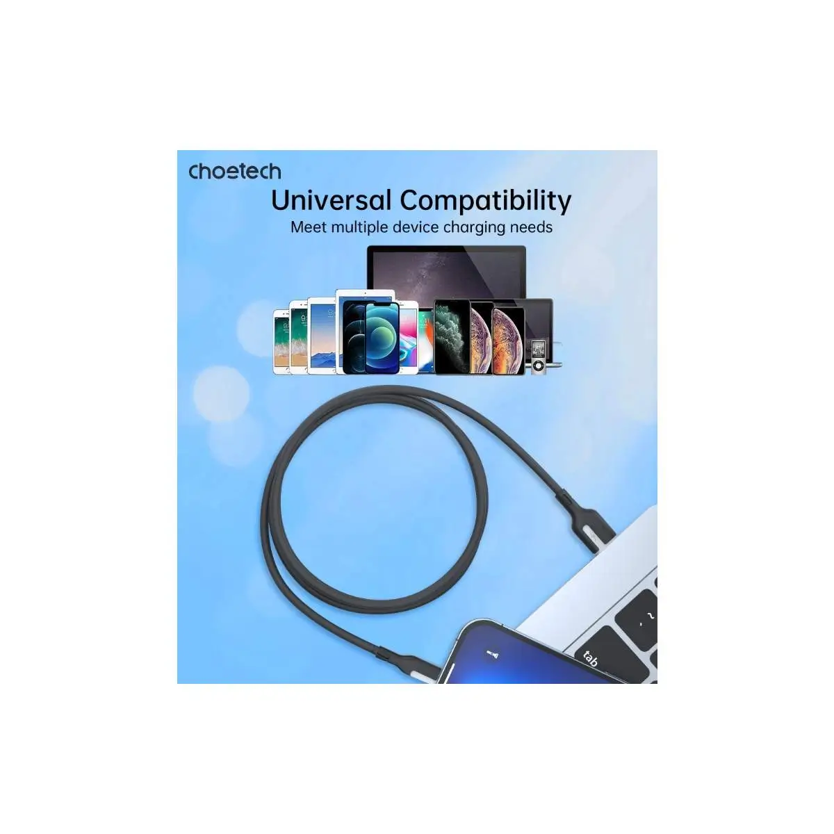 Cablu USB 2.0 A tata - Lightning Choetech XAL-0003-BK 1m 2.4A negru [2]