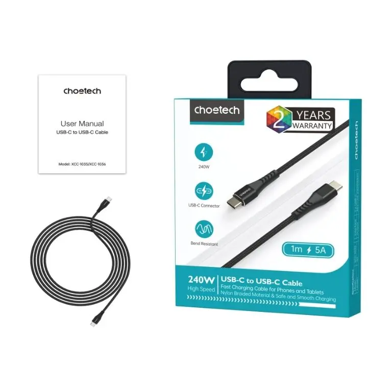 Cablu USB-C - USB-C Choetech XCC-1035 48V/5A 240W PD3.1 1m negru – IoElectronice.ro [5]