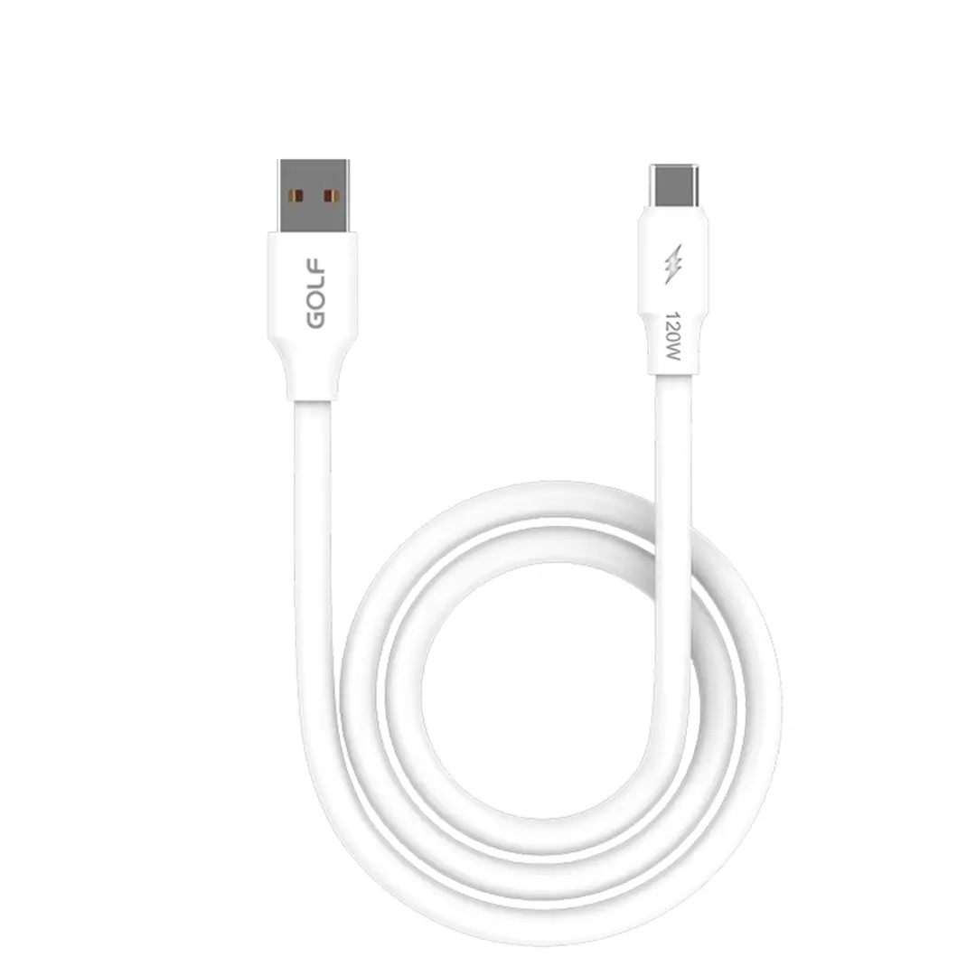 Cablu USB la USB tip C 1m Golf Super Charge Tube Cable OD 6A 120W alb GC-98t – IoElectronice.ro [2]