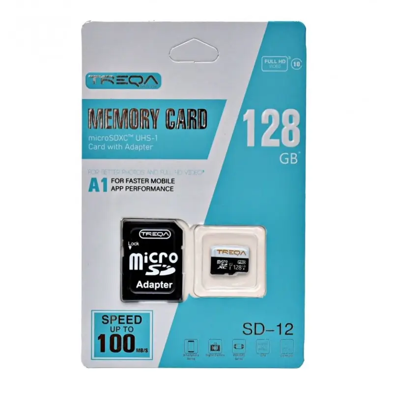 Telefoane-tablete - Card memorie microSDHC Class 1 (U1) 128GB cu adaptor pentru SD TREQA SD-12-128G