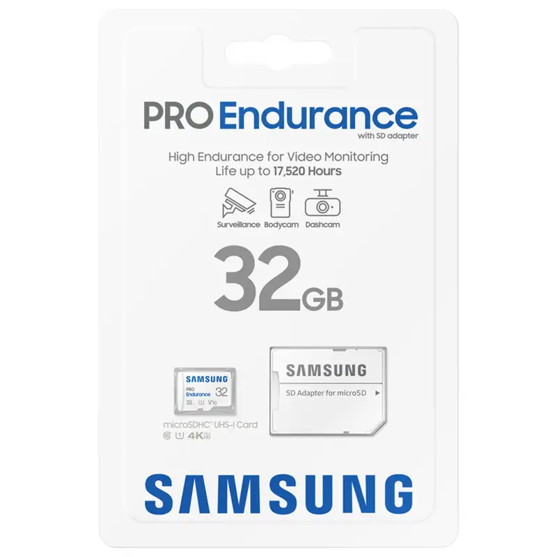 Telefoane-tablete - Card MicroSDHC 32GB UHS-1 4K Clasa 10 PRO Endurance cu adaptor SD SAMSUNG MB-MJ32KA/EU – IoElectronice.ro
