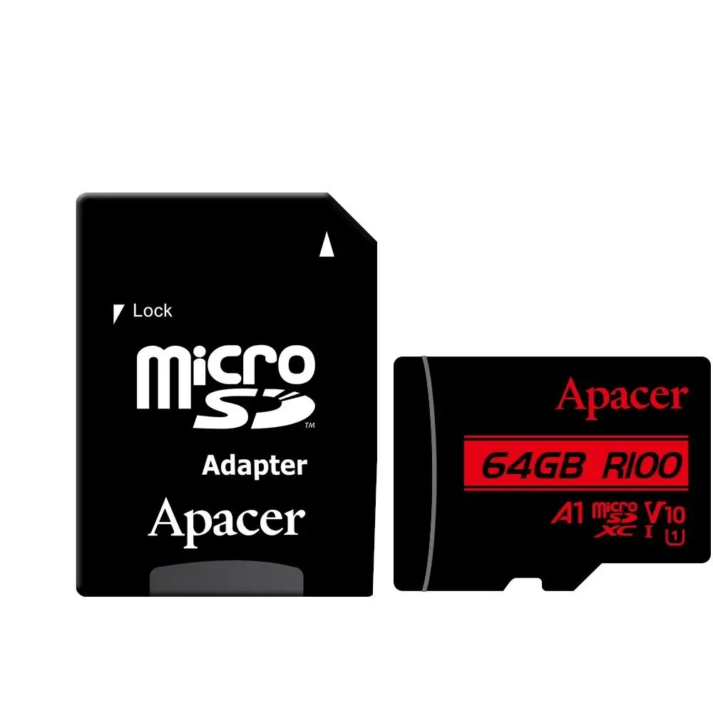 Card microSDXC UHS-I U1 V10 A1 Apacer 64GB – Viteză 100MB/s, Compatibil 4K, Adaptor SD, Rezistent și Sigur [1]