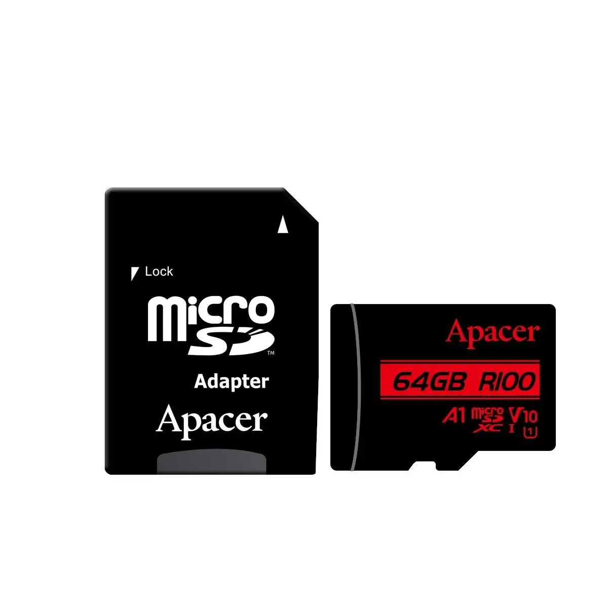 Carduri microSD - Card microSDXC UHS-I U1 V10 A1 Apacer 64GB R100 cu adaptor SD AP64GMCSX10UB-R