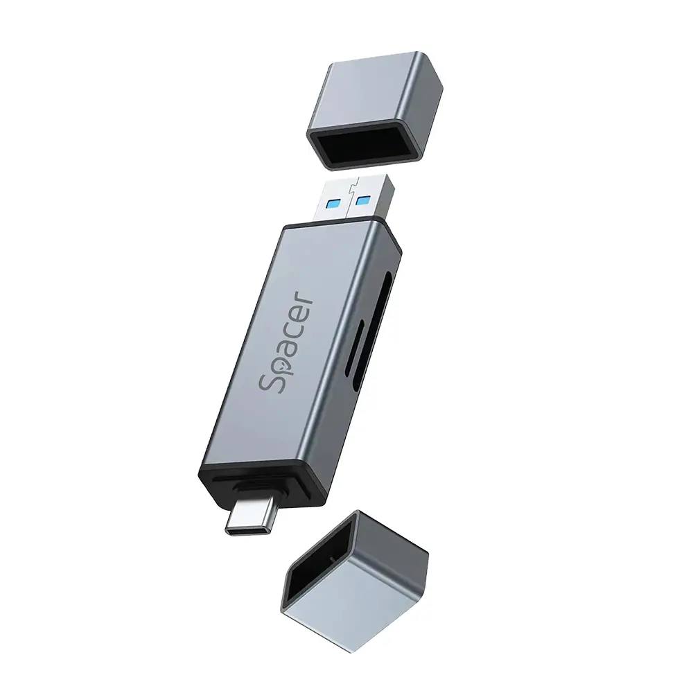 CARD READER extern SPACER SPCR-TYPEC-USB-01 4 in 1 USB 2.0 USB Type C - SD micro SD 1x mama USB si Type-C aluminiu [4]