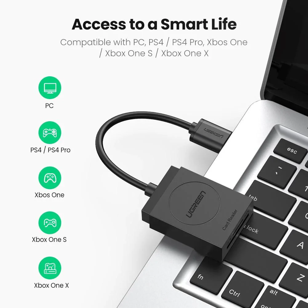 CARD READER extern Ugreen CR127 20250 USB 3.0, citire/scriere SD/microSD, 5Gbps, negru, lungime 10 cm [3]