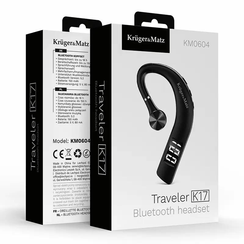 Casca Bluetooth 5.2 Kruger&Matz K17 – 18 ore autonomie, conectivitate stabilă și design ergonomic [7]