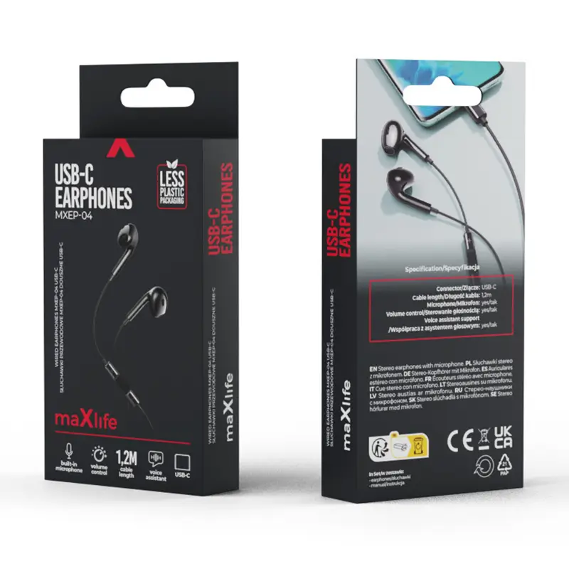 Casti stereo si microfon USB-C 1.2m negru maXlife MXEP-04 - IoElectronice.ro [2]