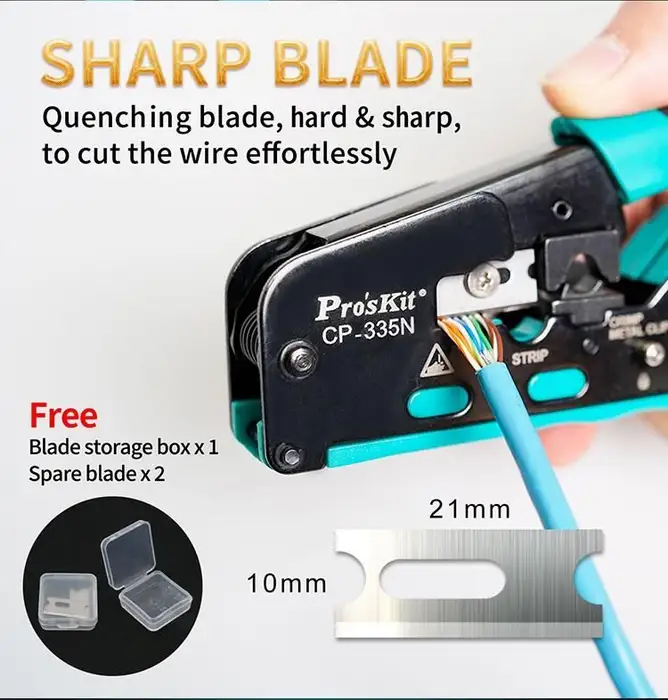 Cleste de sertizare modular RJ45 Cat5/Cat6/Cat7 3in1 taiere/dezizolare/sertizare Pro'sKit CP-335N - IoElectronice.ro [6]