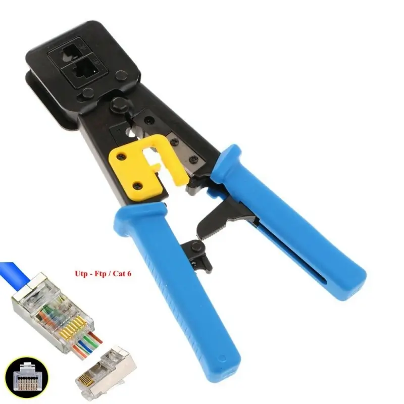 Scule mentenanta - Cleste sertizare RJ45 /RJ11 /RJ12 cu taietor de fire pentru mufe cu Pass Trough - IoElectronice.ro