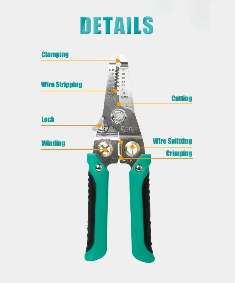 Cleste sertizat/dezizolat 190mm multifunctionala 6in1 CP-406S Pro`sKit – IoElectronice.ro [5]