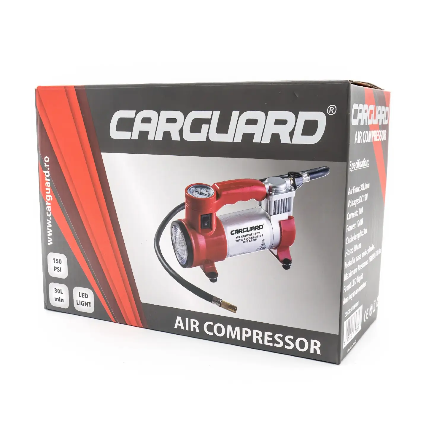 Compresor auto 12V Carguard COM001 30L/min 150PSI carcasa metal + LED frontal – IoElectronice.ro [7]