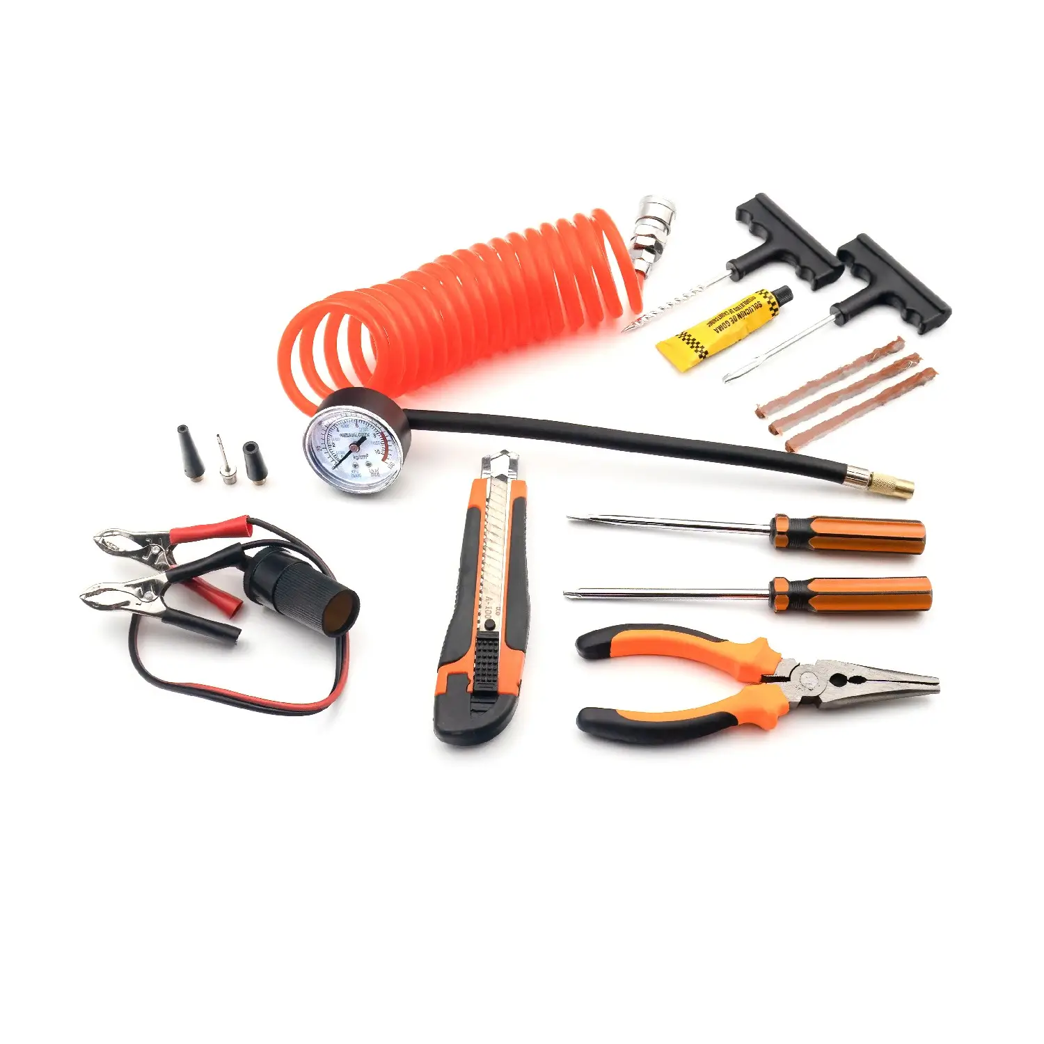 Compresor auto 12V Carguard COM002 Heavy-Duty dublu cilindru 50L/min 150PSI LED + kit reparație anvelope – IoElectronice.ro [2]