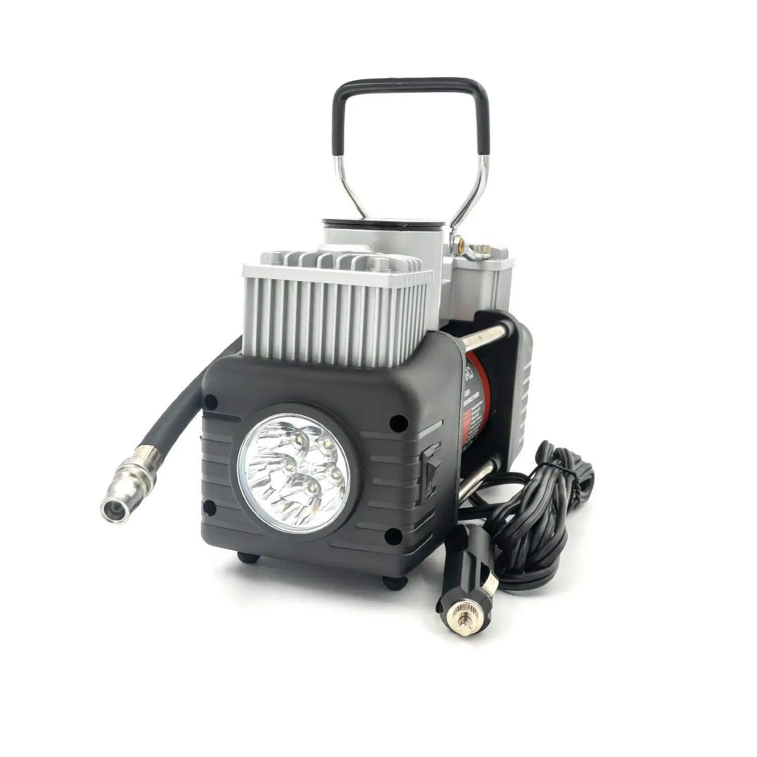 Compresor auto 12V Carguard COM002 Heavy-Duty dublu cilindru 50L/min 150PSI LED + kit reparație anvelope – IoElectronice.ro [5]