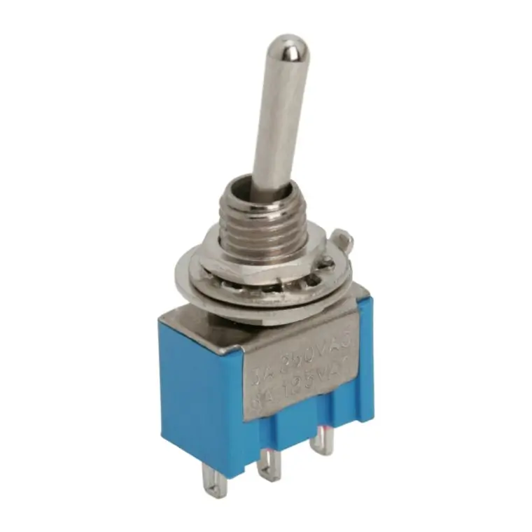 Intrerupatoare-Relee - Comutator ON-ON 3 Pini 6A/250V, Miniatural, Cu Parghie Metalică, Culoare Albastră, Ideal pentru Proiecte DIY