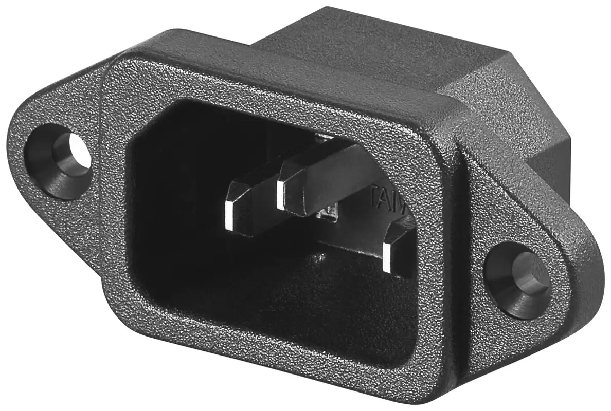Conectica - Conector AC C14 tata montare pe panou 250V 10A Goobay 12955, standard IP20, conform VDE, 110-240V AC.